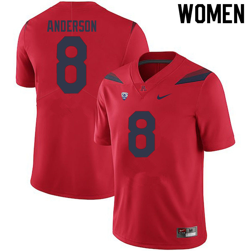 Women #8 Drake Anderson Arizona Wildcats College Football Jerseys Sale-Red - Click Image to Close
